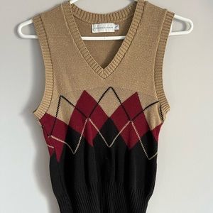 Argyle Sweater Vest with V Neckline